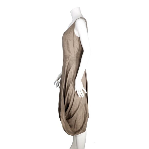 Nicole Bridger Womens Small Brown Asymmetrical Harem Linen Tank Dress Midi $295 - Picture 4 of 8